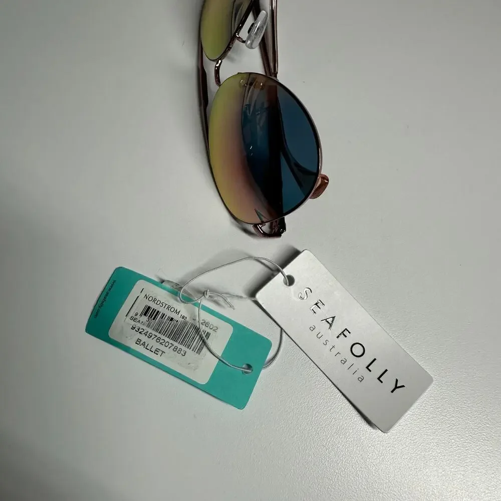 NEW Seafolly Pink Rose Gold Aviator Sunglasses